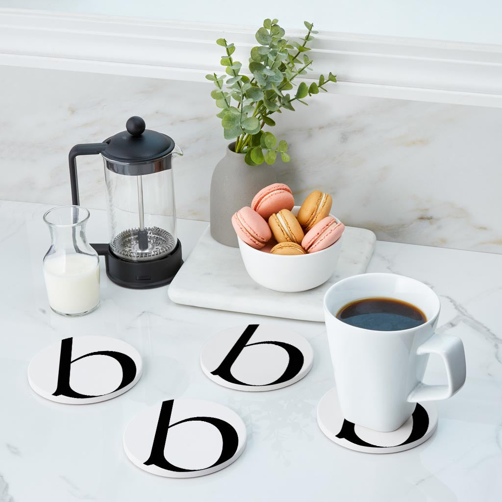 Minimalist Monogram B Circle | Absorbent Coasters | Set of 4 | Min 2