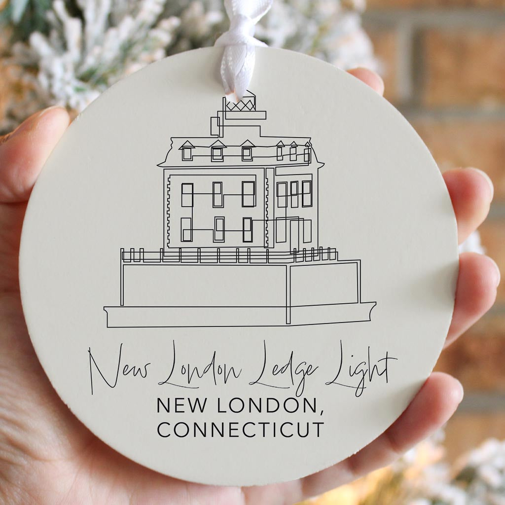 Cream New London Lodge Light | Wood Ornament | Eaches | Min 6