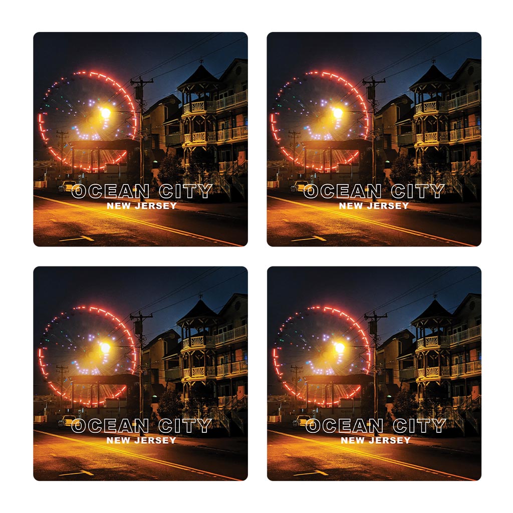 OCNJ Photo With Text | Absorbent Coasters | Set of 4 | Min 2