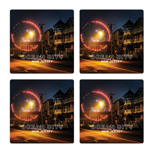 OCNJ Photo With Text | Absorbent Coasters | Set of 4 | Min 2