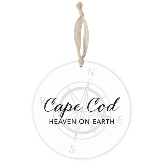 Minimalistic B&W Cape Cod Heaven On Earth | Wood Ornament | Eaches | Min 1