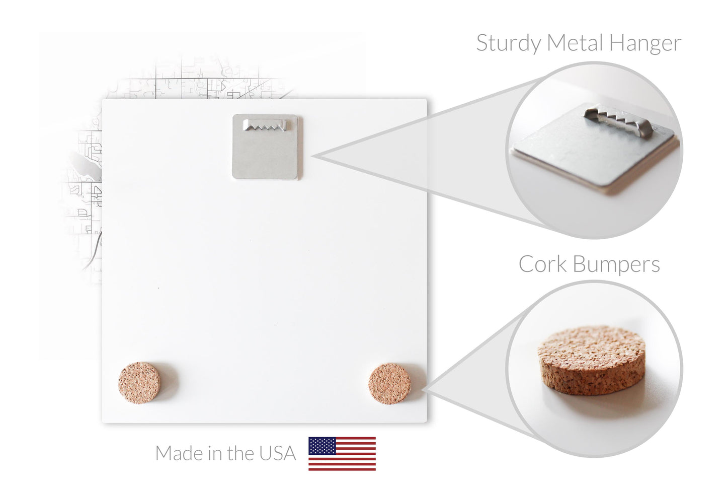 Minimalistic B&W Washington Covington Circle Map | Hi-Def Glass Art | Eaches | Min 2