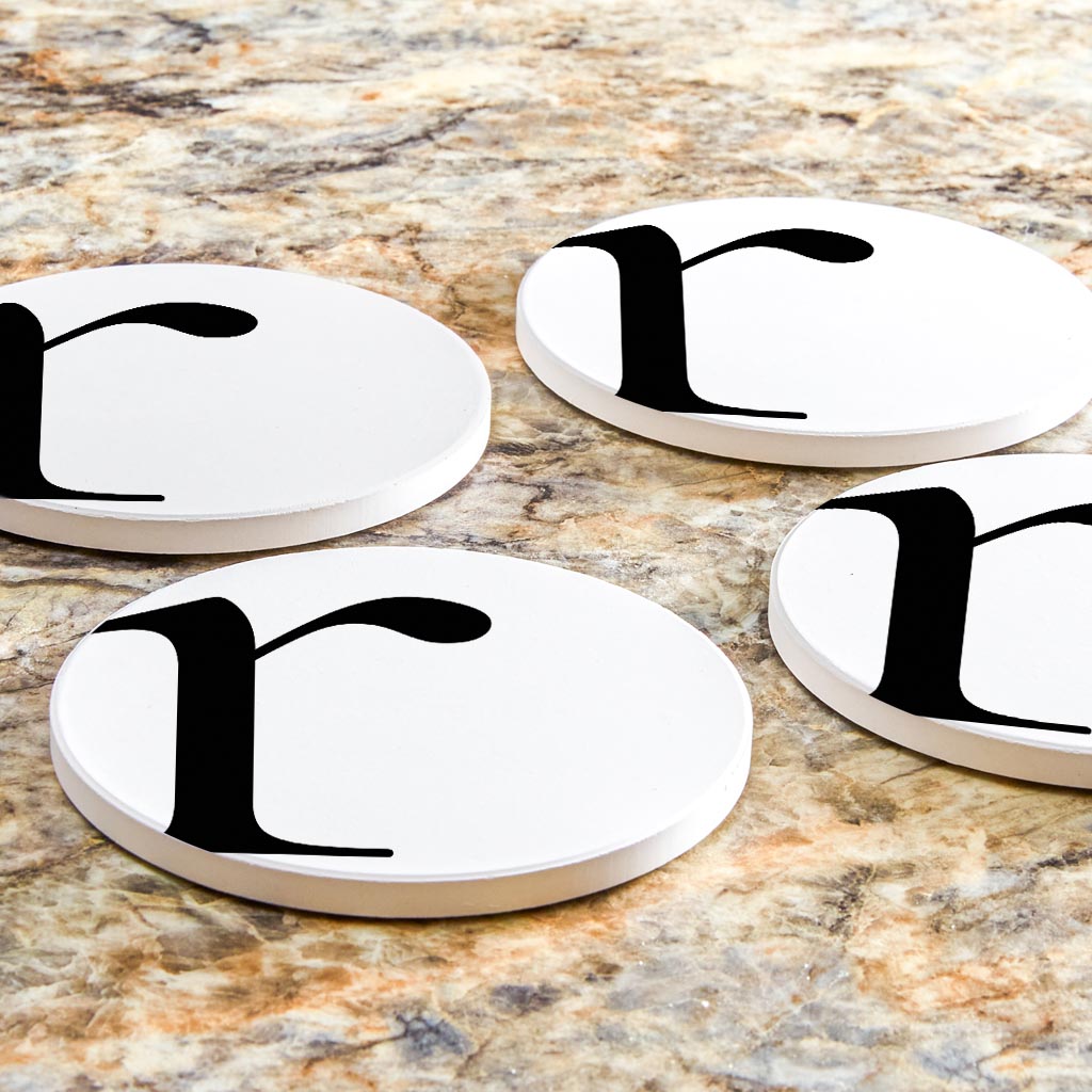 Minimalist Monogram R Circle | Absorbent Coasters | Set of 4 | Min 2