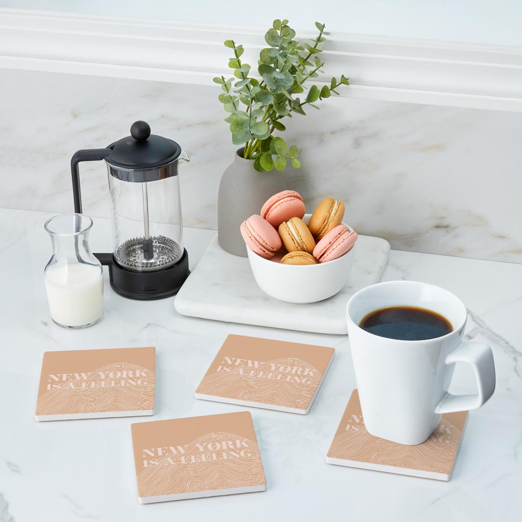 Modern Minimalist New York Is A Feeling | Absorbent Coasters | Set of 4 | Min 2