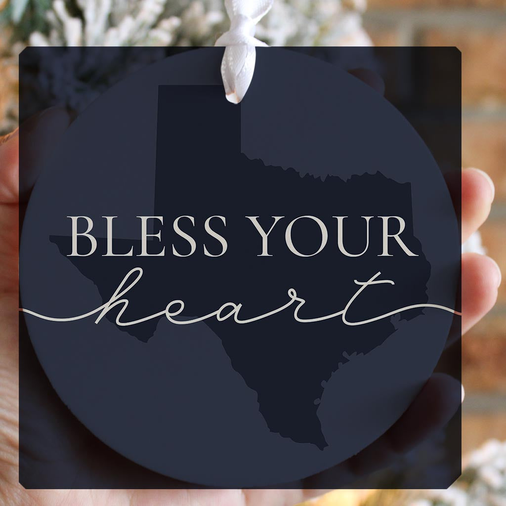 Modern Minimalist Texas Bless Your Heart | Wood Ornament | Eaches | Min 6