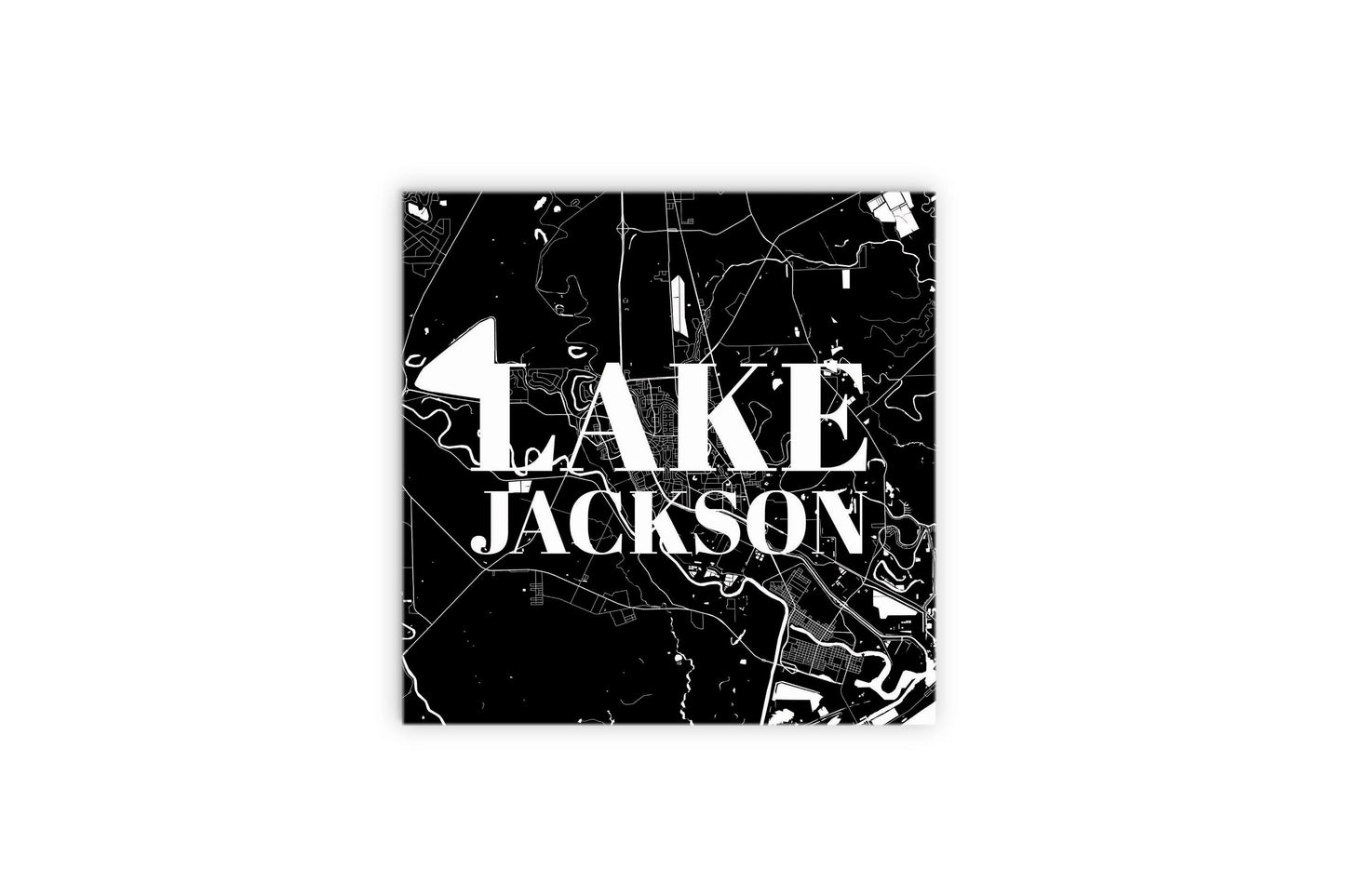 Minimalistic B&W Texas Lake Jackson Map | Wood Sign | Eaches | Min 2