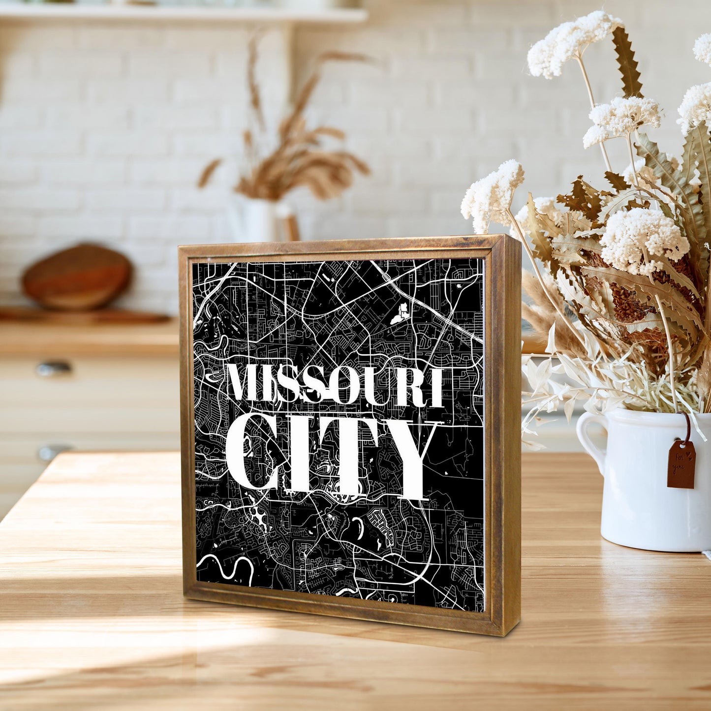 Minimalistic B&W Texas Missouri City Map | Wood Sign | Eaches | Min 1