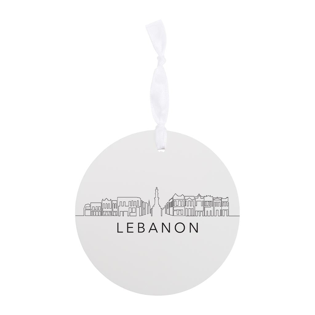 Minimalist B&W Tennessee Lebanon Skyline| Wood Ornament | Eaches | Min 6