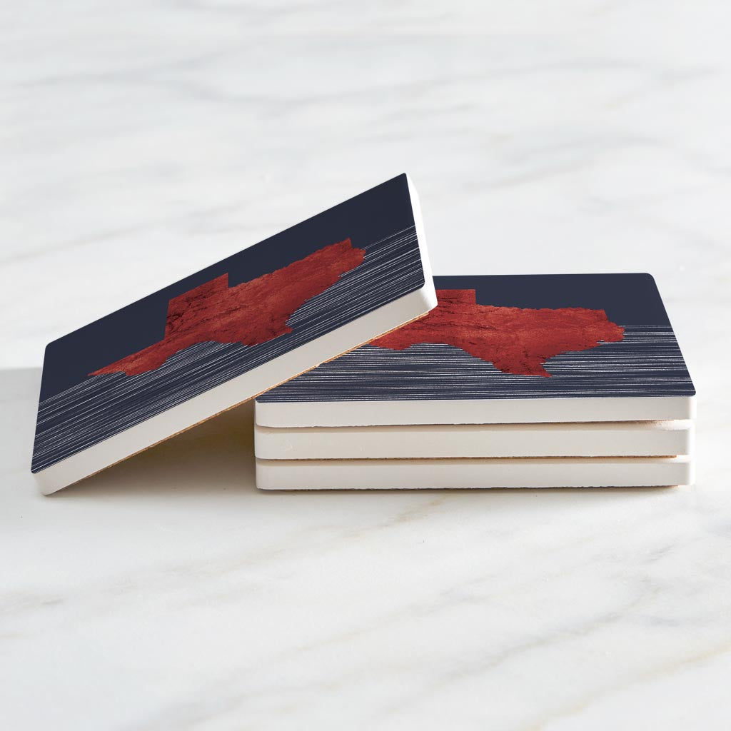 Modern Minimalist Texas Straight Line State Shape | Absorbent Coasters | Set of 4 | Min 2