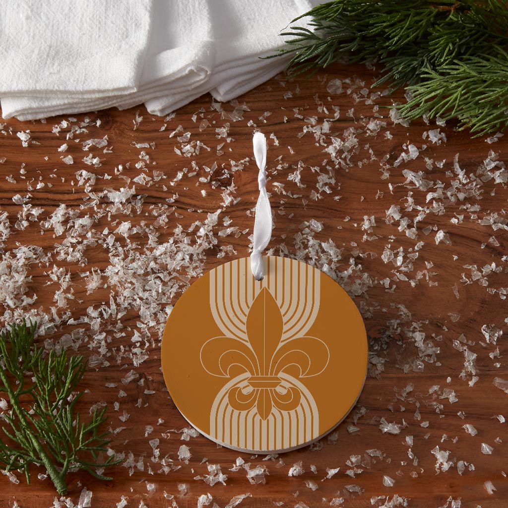 Modern Minimalist Louisiana Orange Fleu De Lis| Wood Ornament | Eaches | Min 6