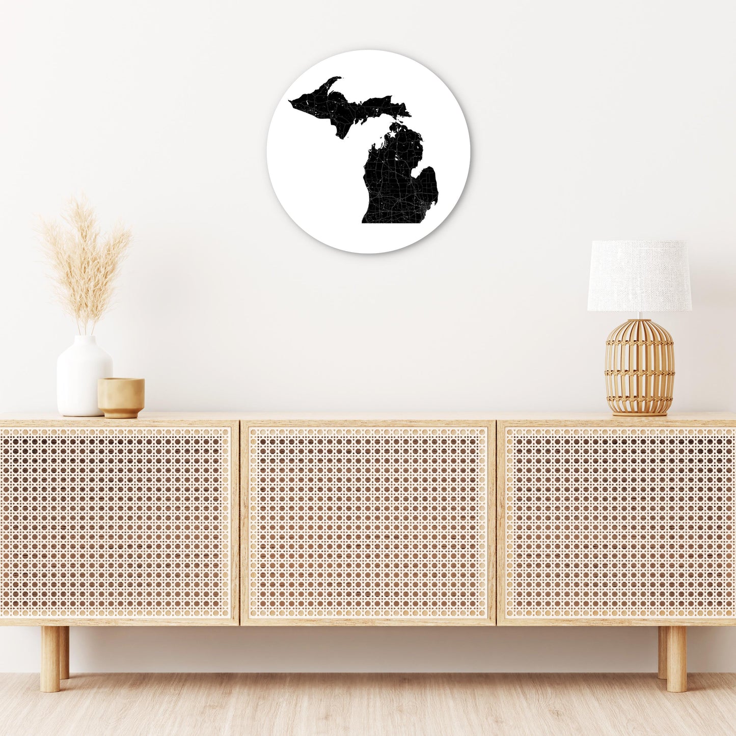 Minimalistic B&W Michigan Map Petoskey Star | Wood Sign | Eaches | Min 1