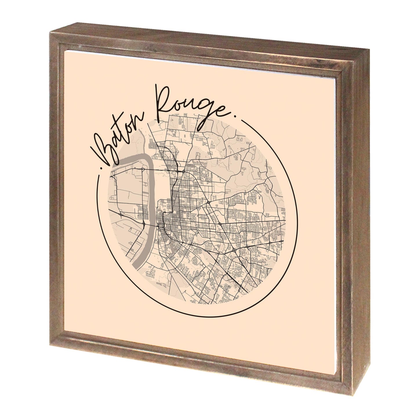 Louisiana Colorful Baton Rouge Circle Map | Wood Sign | Eaches | Min 1