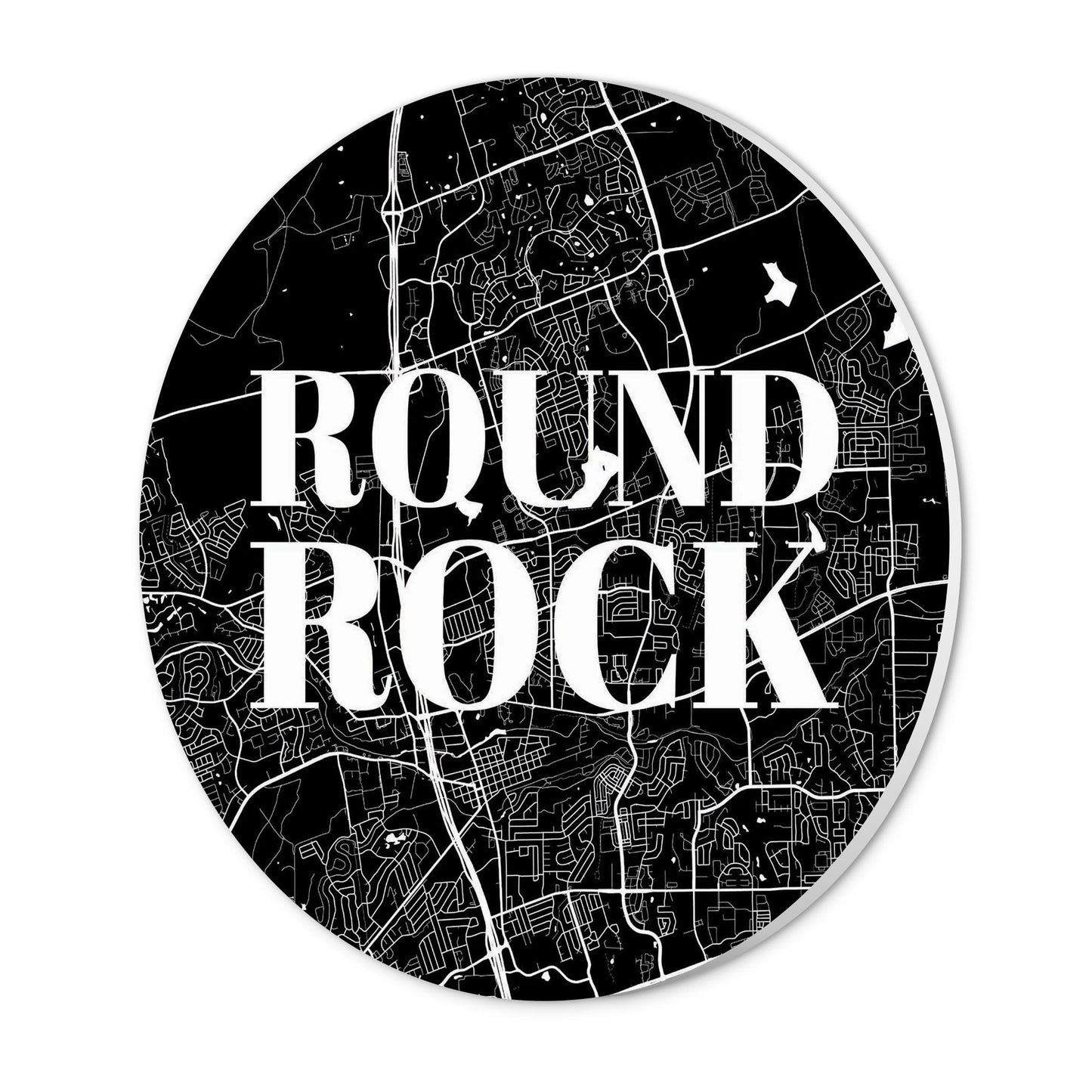 Minimalistic B&W Texas Round Rock Map | Wood Sign | Eaches | Min 1