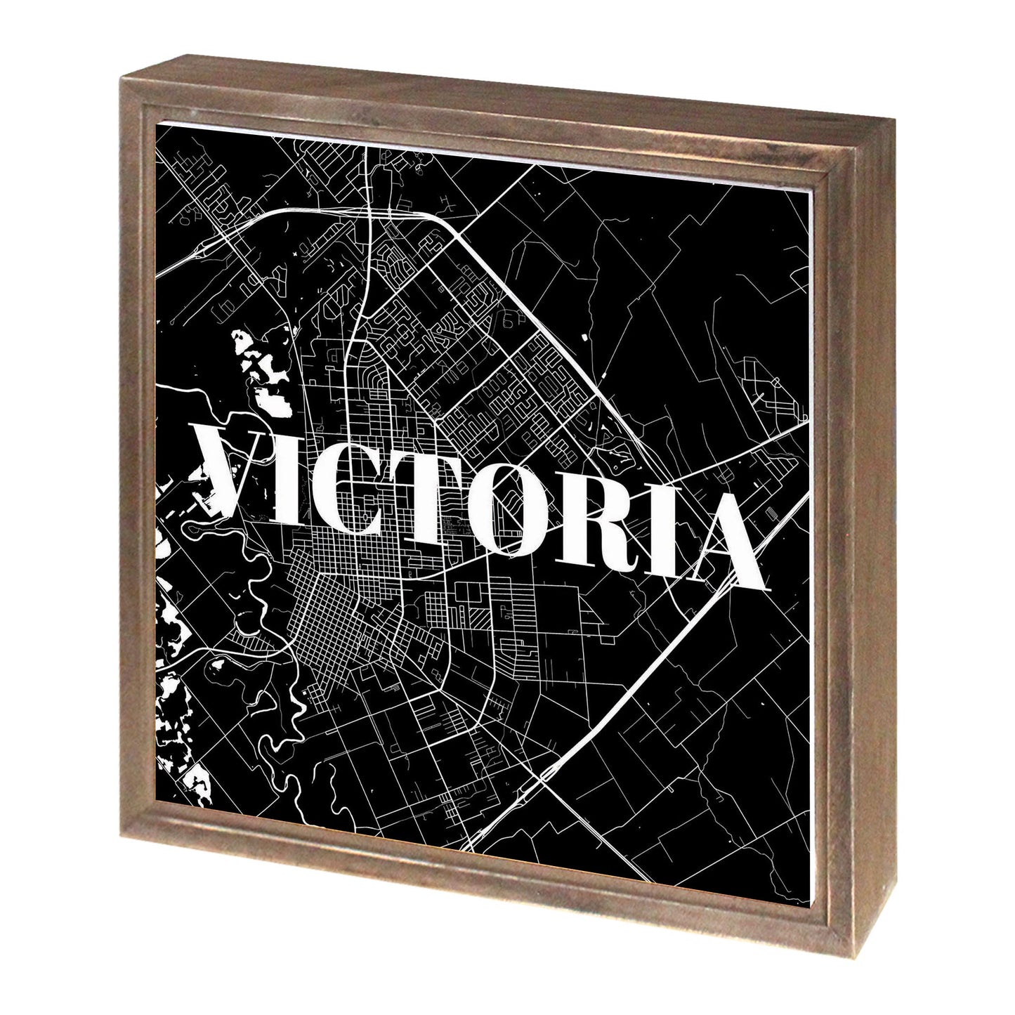 Minimalistic B&W Texas Victoria Map | Wood Sign | Eaches | Min 1