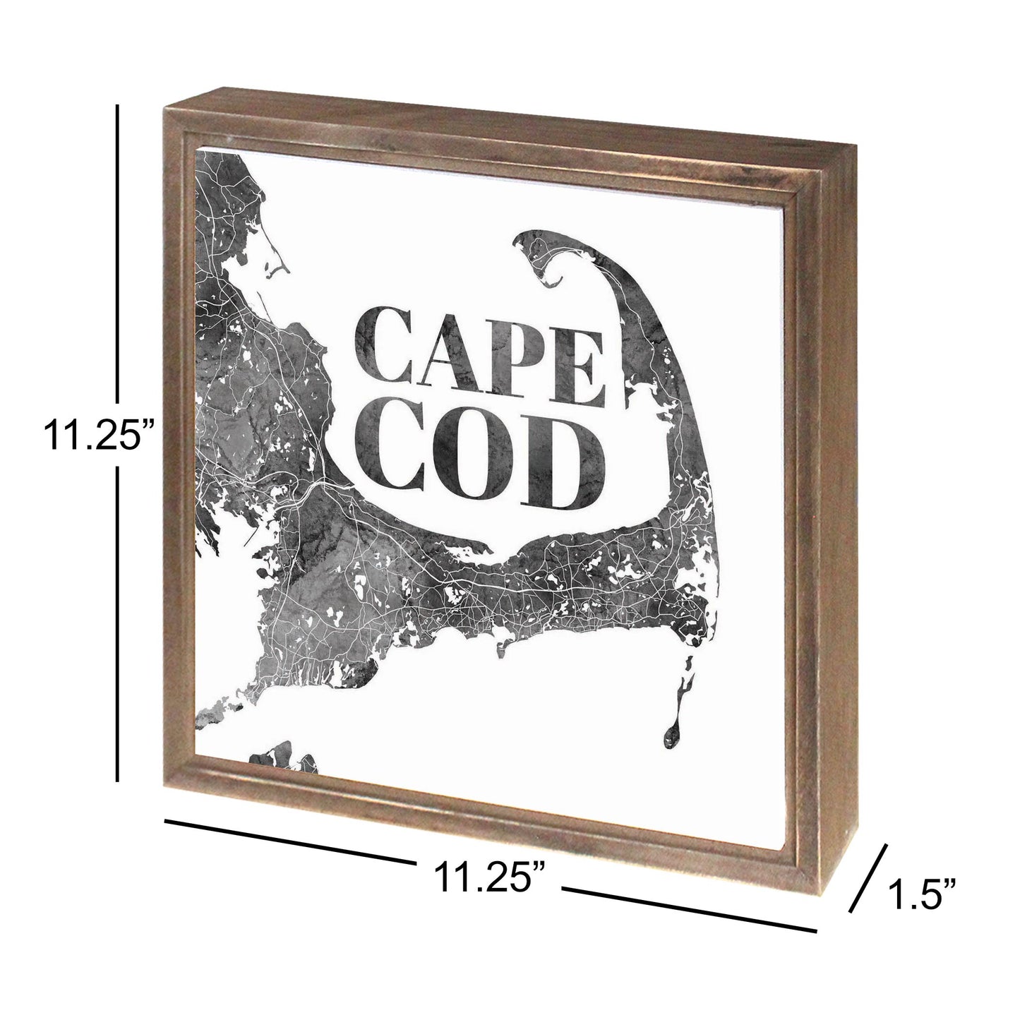 Minimalistic B&W Cape Cod Map | Wood Sign | Eaches | Min 1