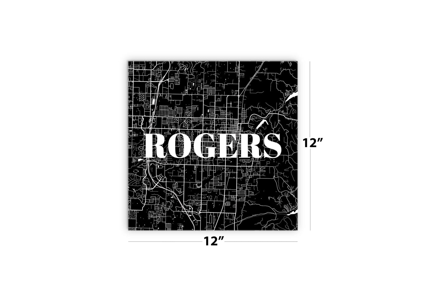 Minimalist B&W Arkansas Rogers Map | Wood Sign | Eaches | Min 2