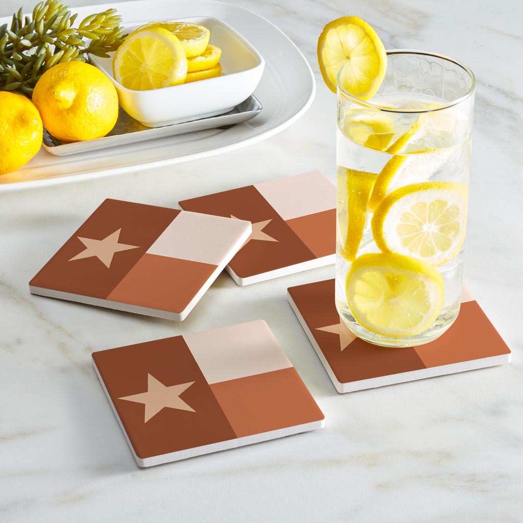 Modern Minimalist Texas State Flag | Absorbent Coasters | Set of 4 | Min 2