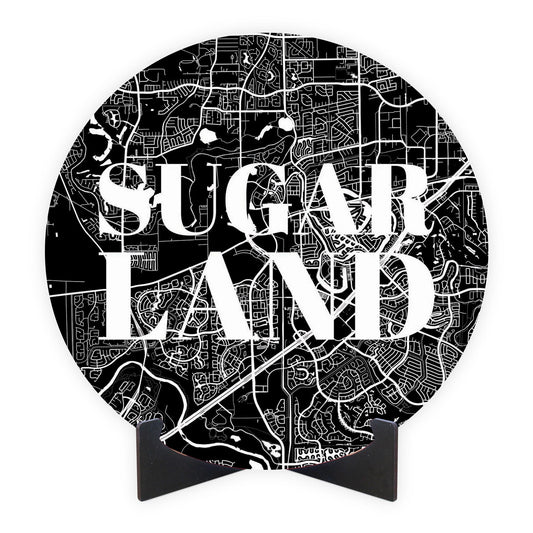 Minimalistic B&W Texas Sugarland Map | Wood Sign | Eaches | Min 1