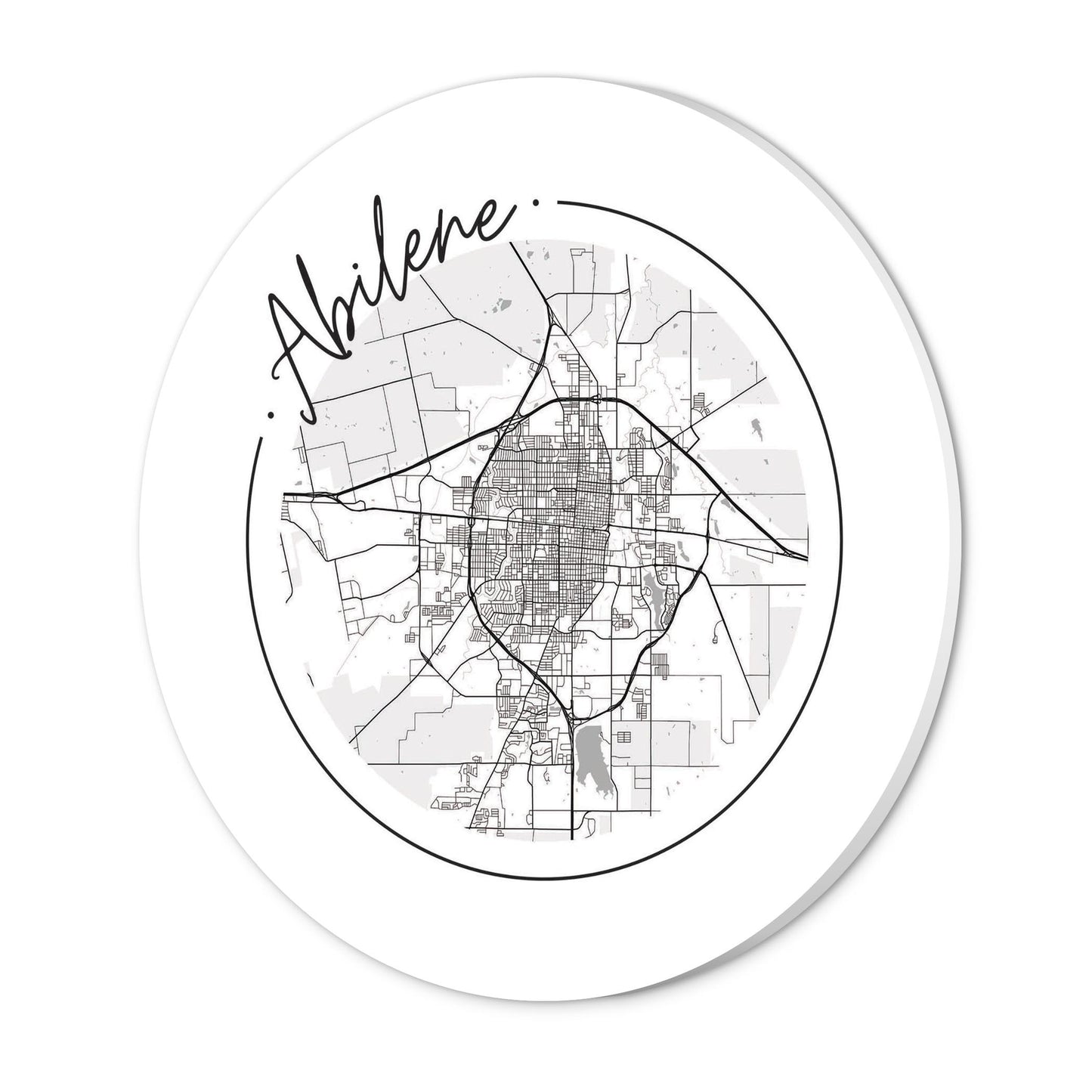 Minimalist B&W Texas Abilene Circle Map | Wood Sign | Eaches | Min 1