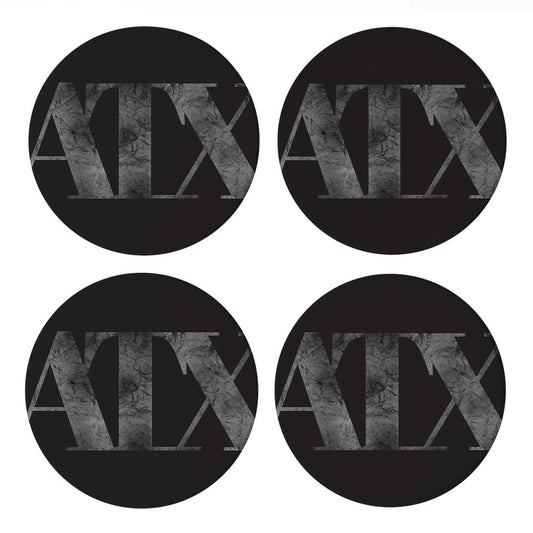 Minimalistic B&W Texas Austin Black Initials | Absorbent Coasters | Set of 4 | Min 2