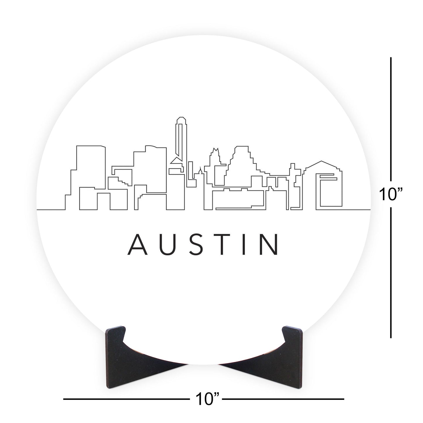 Minimalist B&W Texas Austin Skyline | Wood Sign | Eaches | Min 1