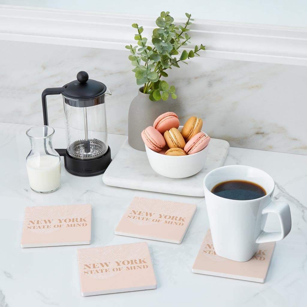 Modern Minimalist New York State Of Mind | Absorbent Coasters | Set of 4 | Min 2