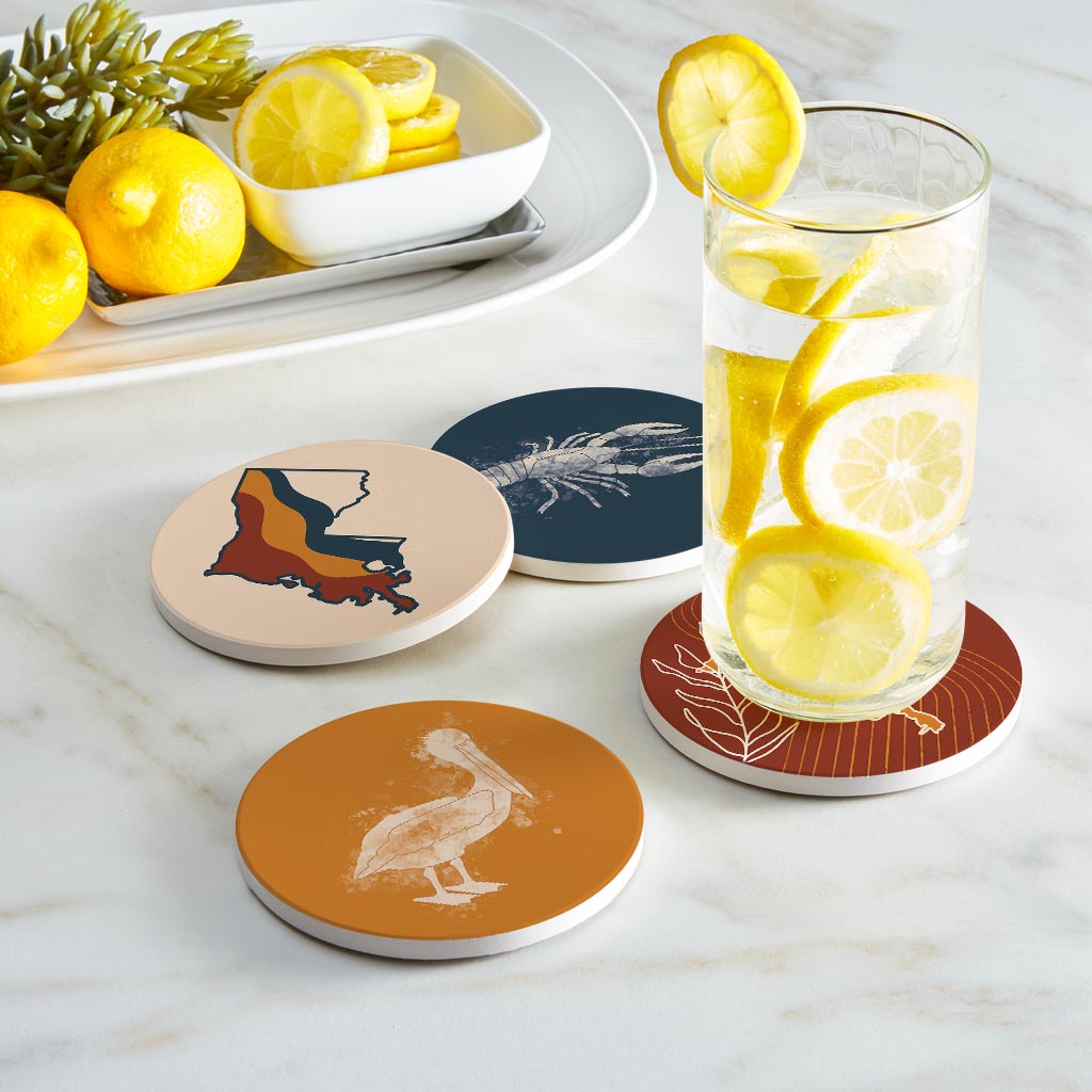 Modern Minimalist Louisiana Set | Absorbent Coasters | Set of 4 | Min 2