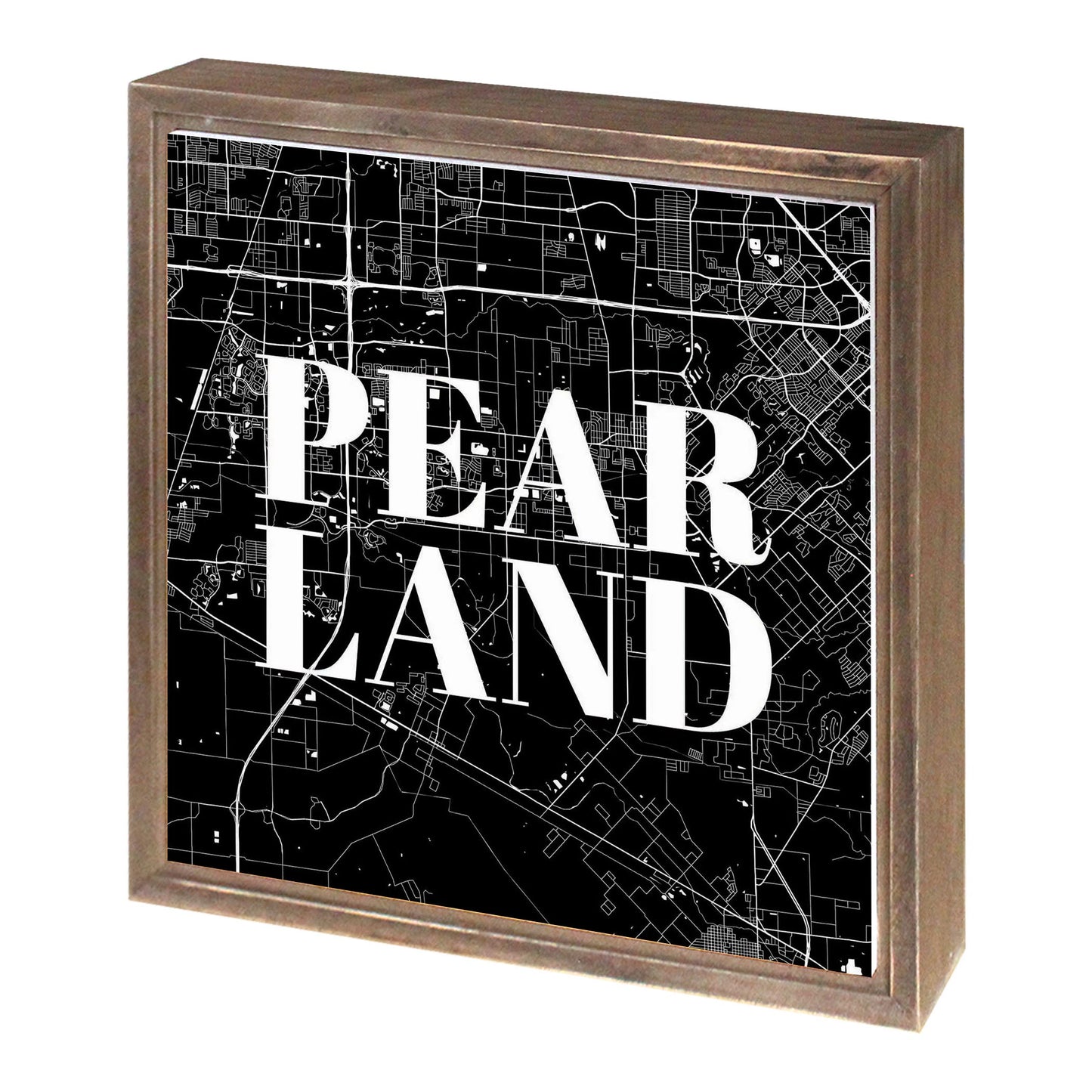 Minimalistic B&W Texas Pearland City Map | Wood Sign | Eaches | Min 1