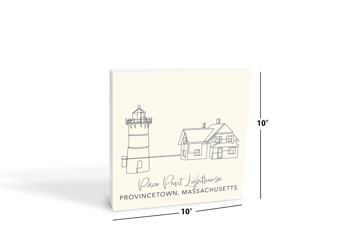 Cream Race Point Lighthouse | Wood Block | Eaches | Min 2