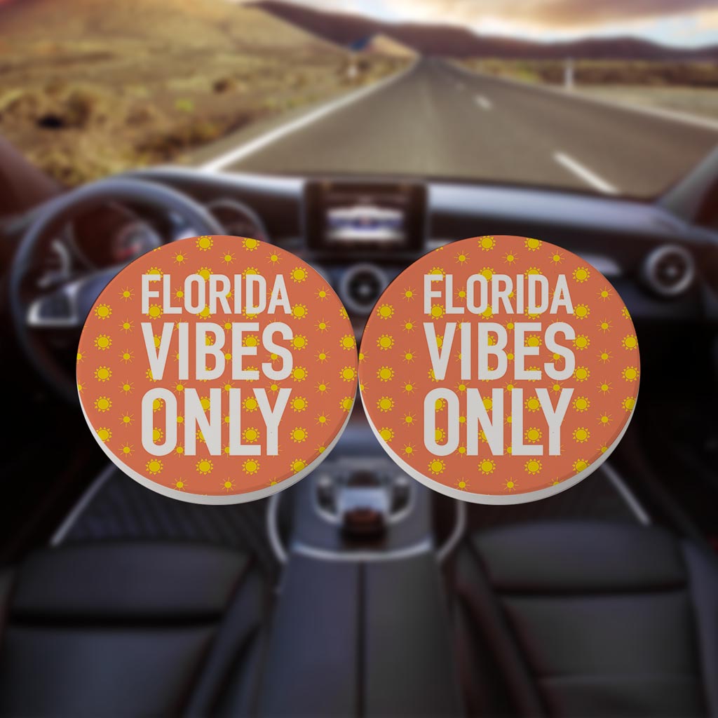 Florida Vibes Only | Absorbent Car Coasters | Set of 2 | Min 4