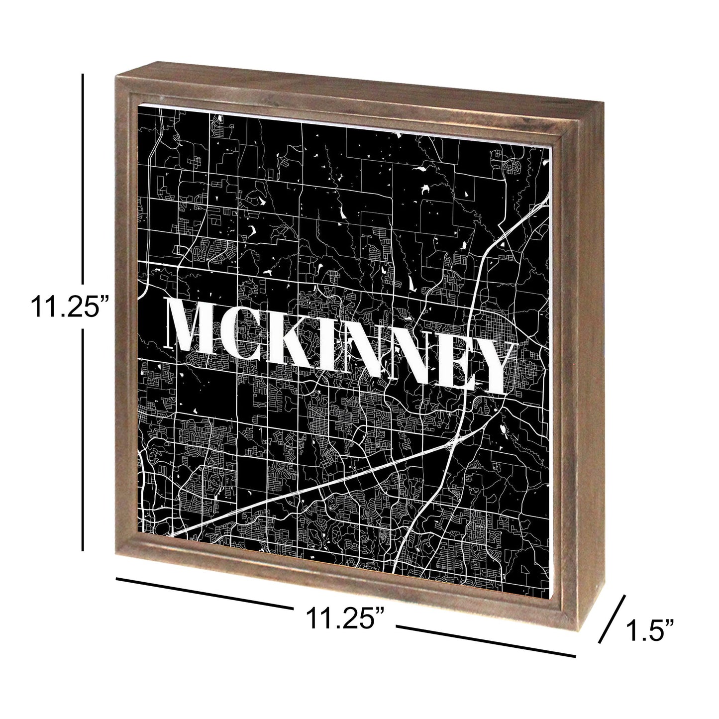 Minimalistic B&W Texas Mckinney Map | Wood Sign | Eaches | Min 1