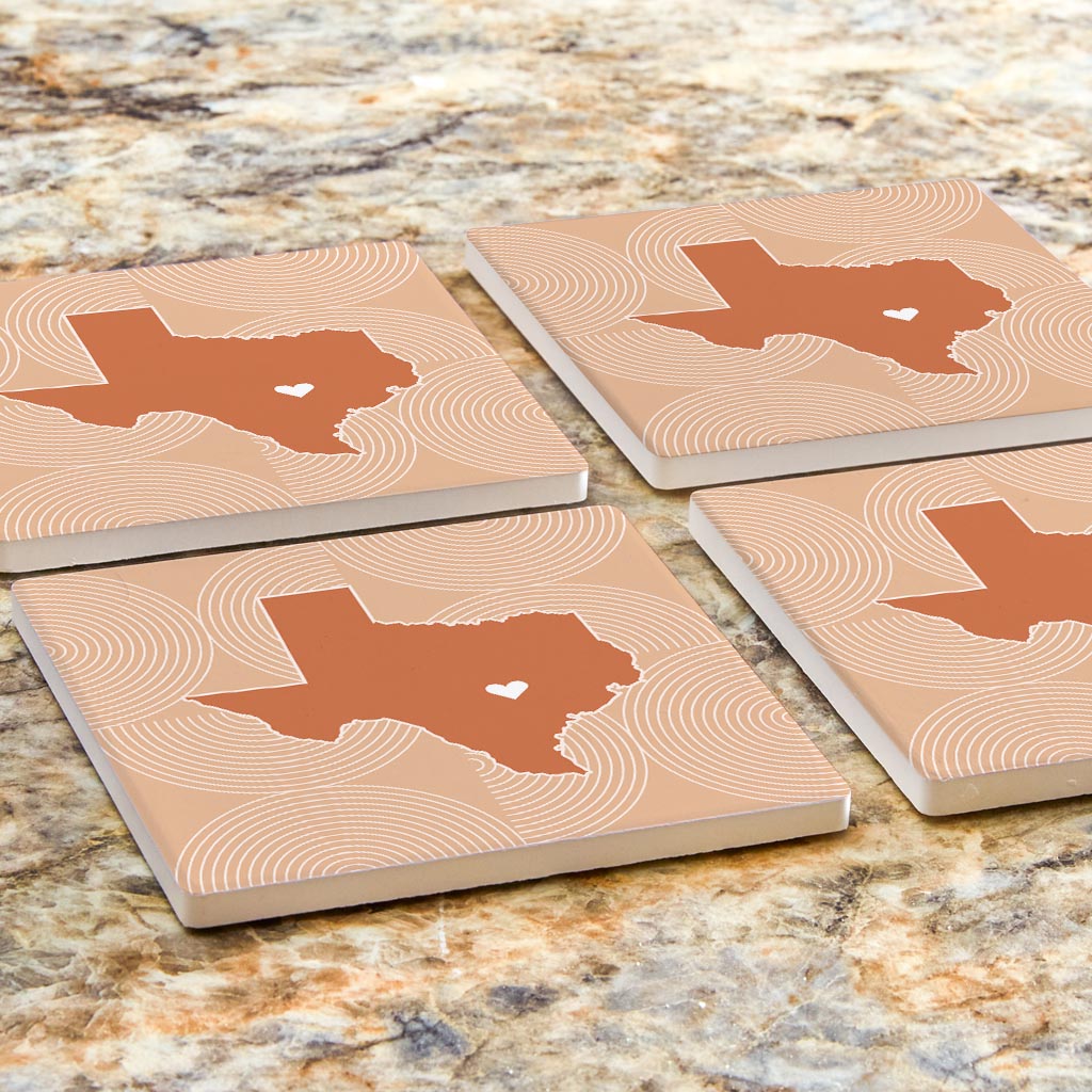 Modern Minimalist Texas Austin Heart | Absorbent Coasters | Set of 4 | Min 2