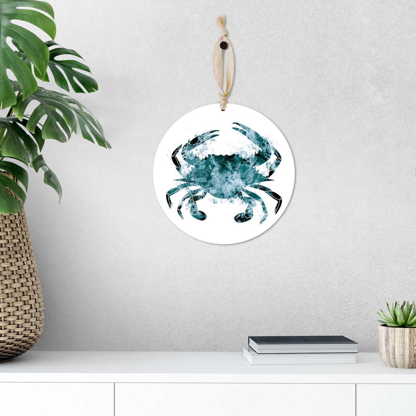 Blue White Water Color Blue Crab | Wood Ornament | Eaches | Min 1