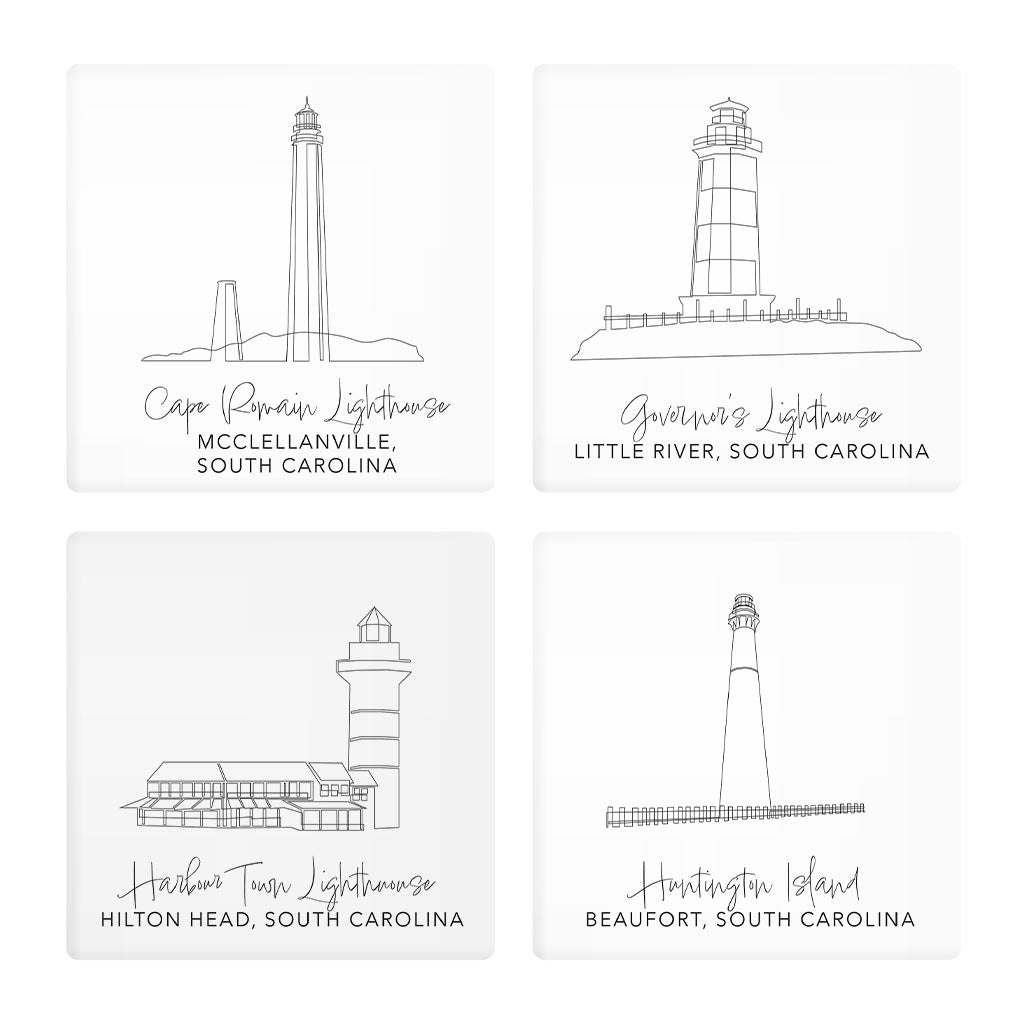 South Carolina Lighthouses | Absorbent Coasters | Set of 4 | Min 2