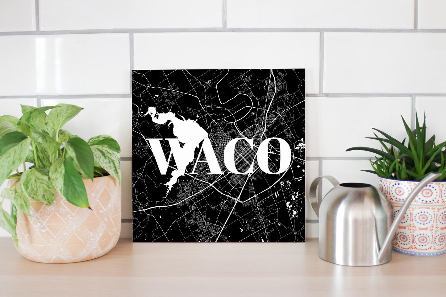 Minimalistic B&W Texas Waco Map | Wood Sign | Eaches | Min 2