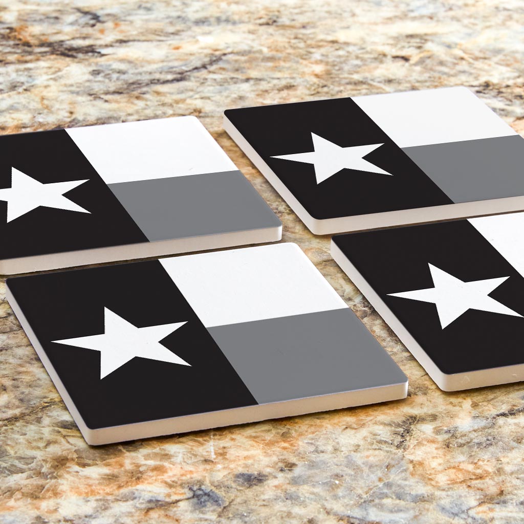 Minimalistic B&W Texas State Flag | Absorbent Coasters | Set of 4 | Min 2