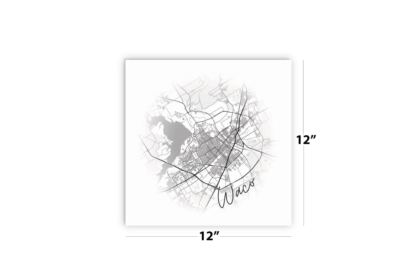 Minimalistic B&W Texas Waco Circle Map | Wood Sign | Eaches | Min 2