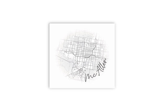 Minimalistic B&W Texas Mcallen Circle Map | Wood Sign | Eaches | Min 2