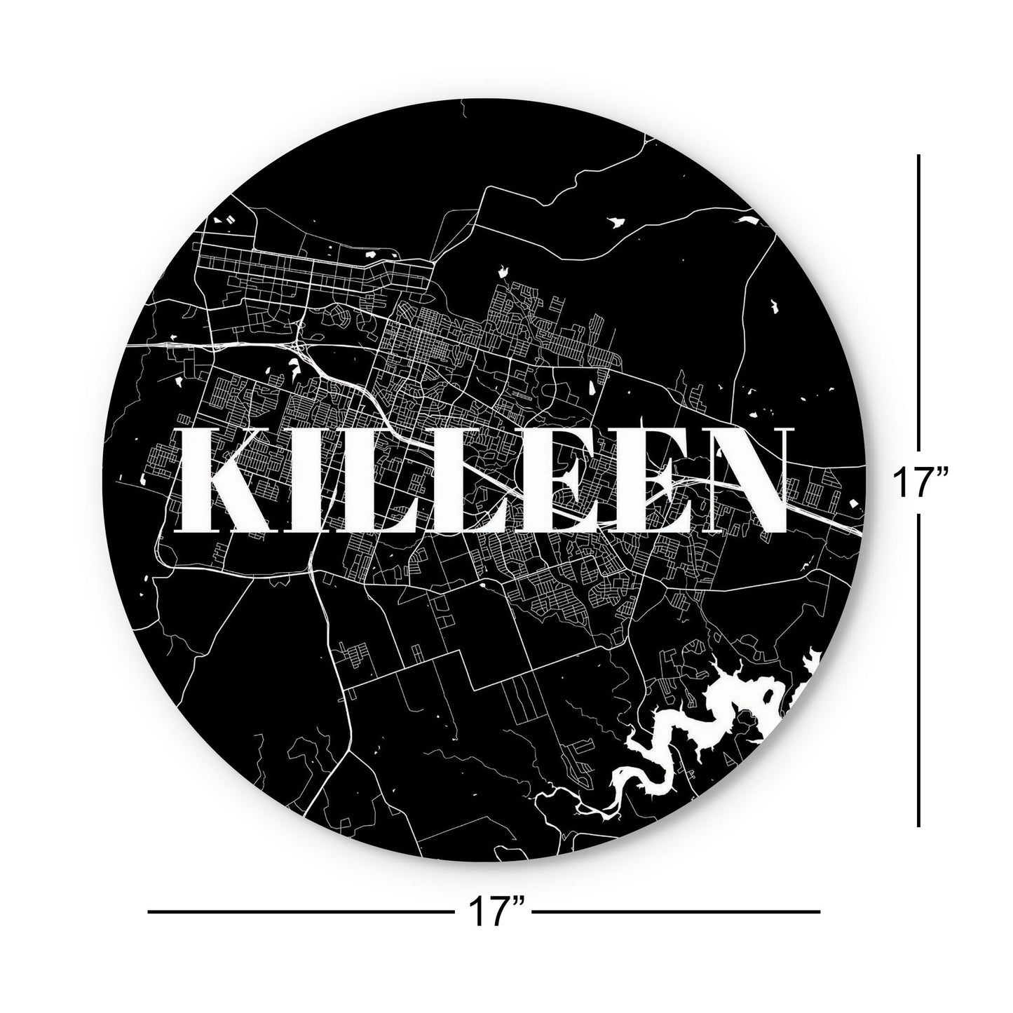 Minimalistic B&W Texas Killeen Map | Wood Sign | Eaches | Min 1