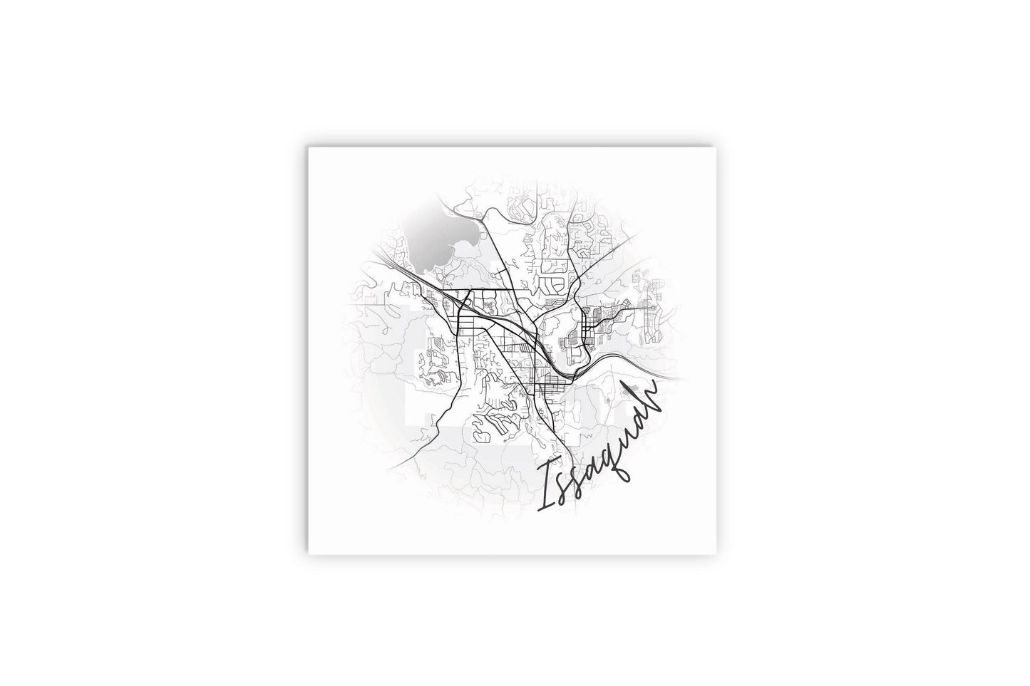 Minimalistic B&W Washington Issaquah Circle Map | Wood Sign | Eaches | Min 2