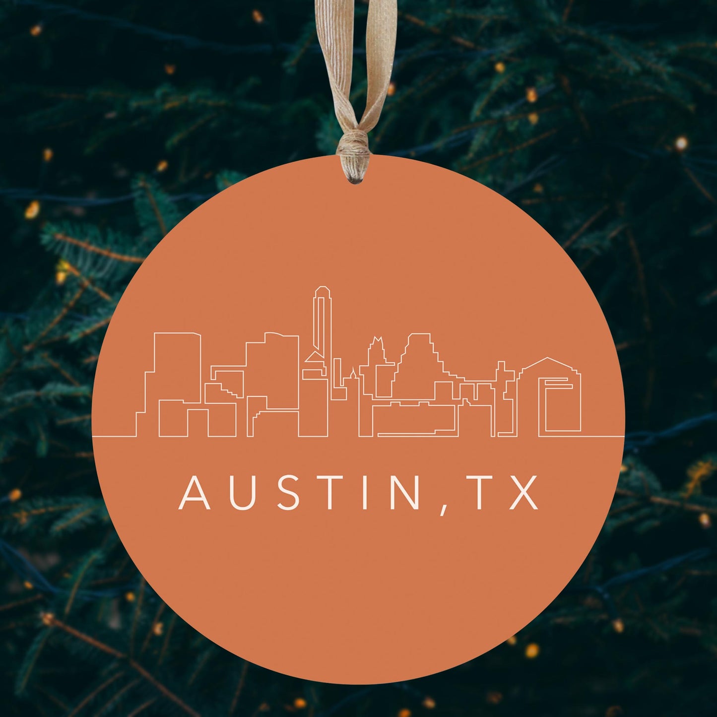 Modern Minimalist Texas Austin Skyline | Wood Ornament | Eaches | Min 1