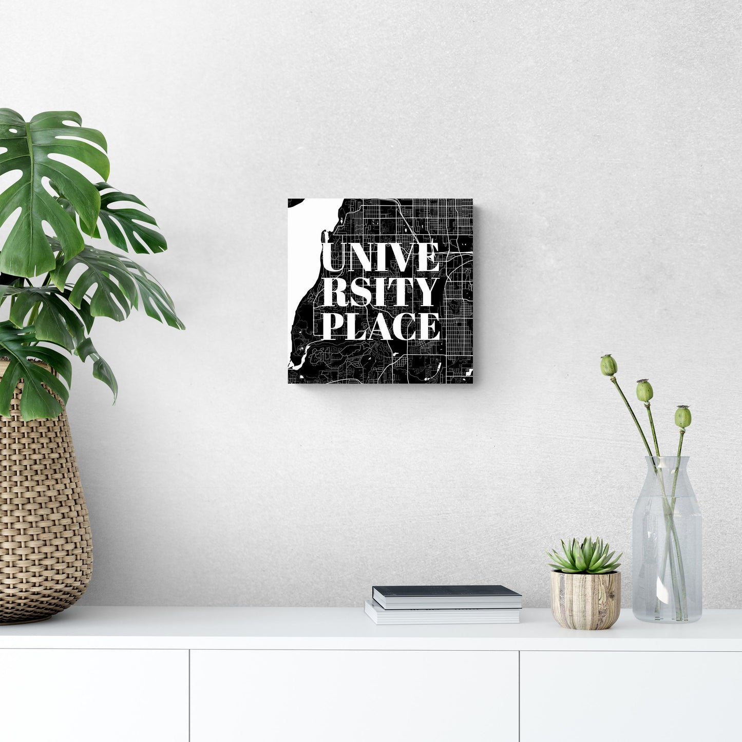 Minimalistic B&W Washington University Place Map | Wood Sign | Eaches | Min 2