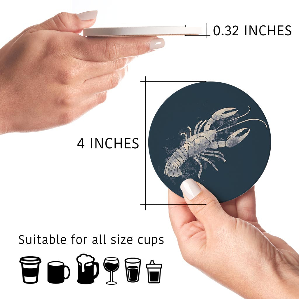 Modern Minimalist Louisiana Crawfish Water Color | Absorbent Coasters | Set of 4 | Min 2