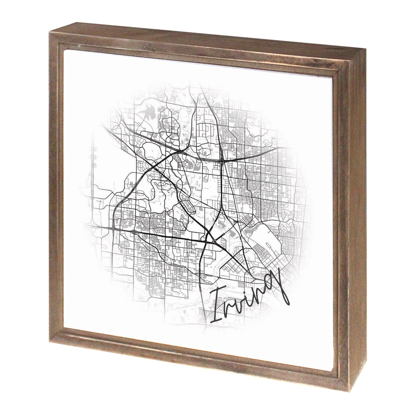 Minimalistic B&W Texas Irving Circle Map | Wood Sign | Eaches | Min 1