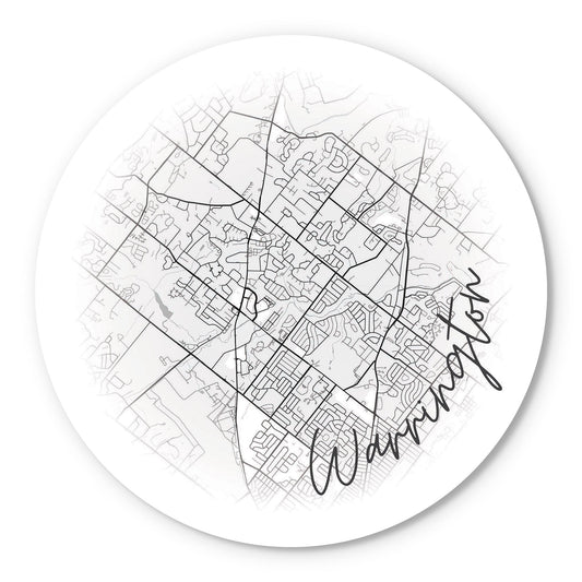 Minimalistic B&W Pennsylvania Warrington Circle Map | Wood Sign | Eaches | Min 1