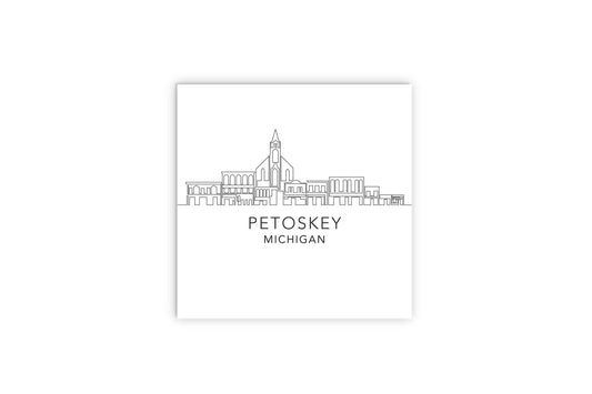 Minimalistic B&W Michigan Petoskey Skyline | Wood Sign | Eaches | Min 2