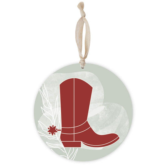 Modern Minimalist Oklahoma Boot | Wood Ornament | Eaches | Min 1