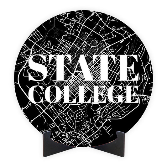 Minimalistic B&W Pennsylvania State College Map | Wood Sign | Eaches | Min 1