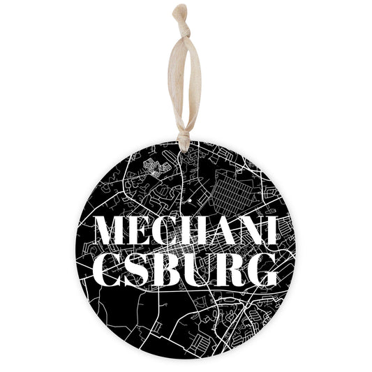 Minimalistic B&W Pennsylvania Mechanicsburg Map | Wood Ornament | Eaches | Min 1