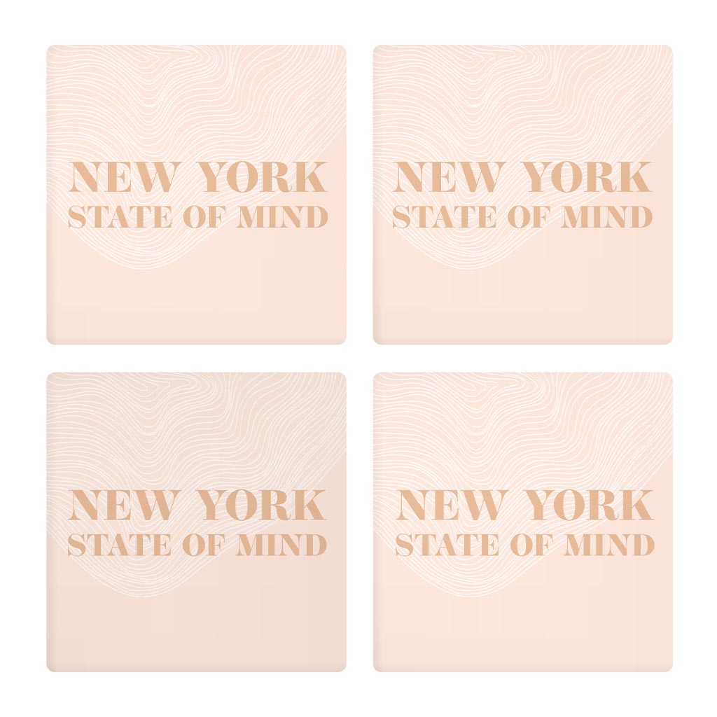 Modern Minimalist New York State Of Mind | Absorbent Coasters | Set of 4 | Min 2